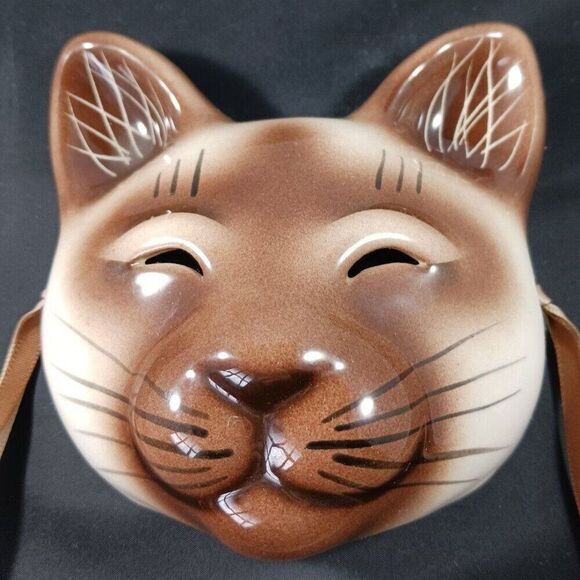 Atomic Cat Mask Catey Tabby Wall Hanging Y2K Decor Hand Painted - Picture 2 of 8